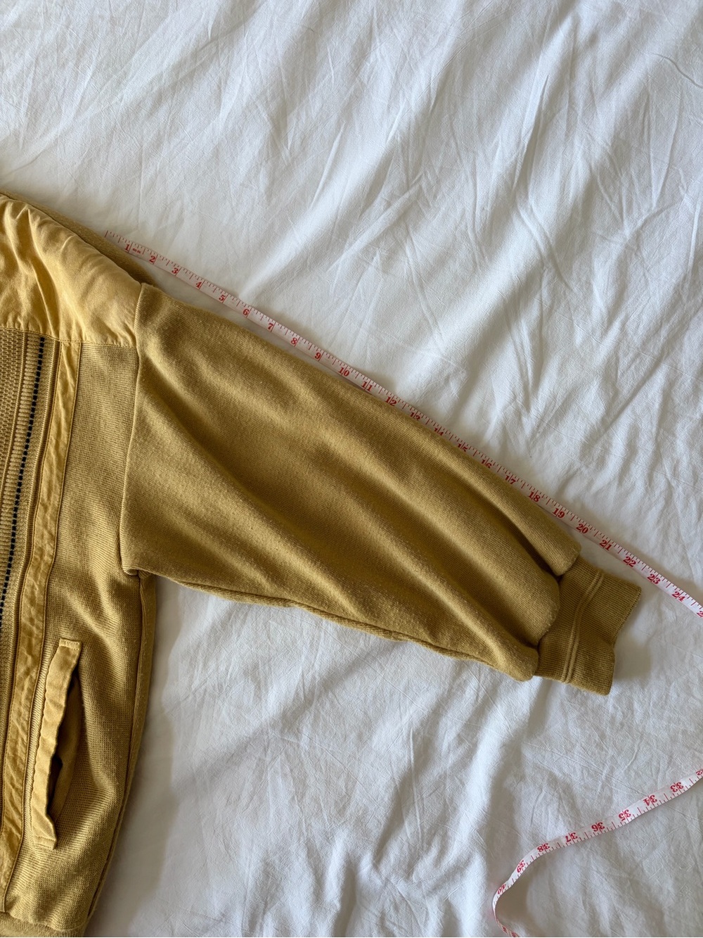 Men's Vintage Mustard Button-Front Cardigan with Contrast Trim - Picture 6 of 11